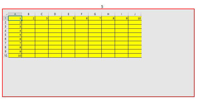 kicsire korlátozott Excel tábla